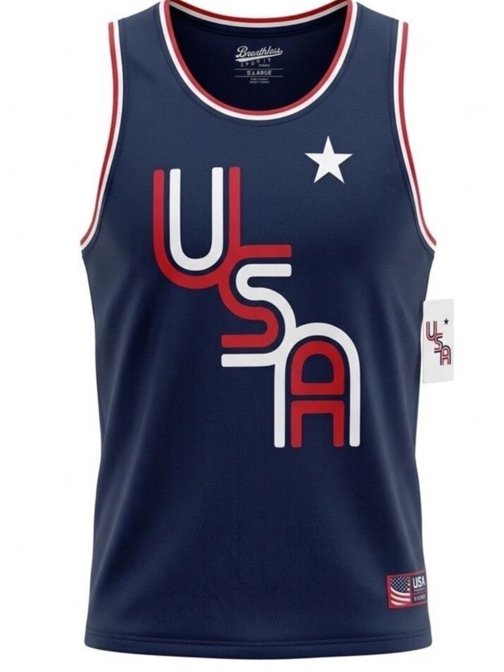 Brooklyn Cloth USA Navy Basketball Jersey XL | USA Flag Star Athletic Jerse